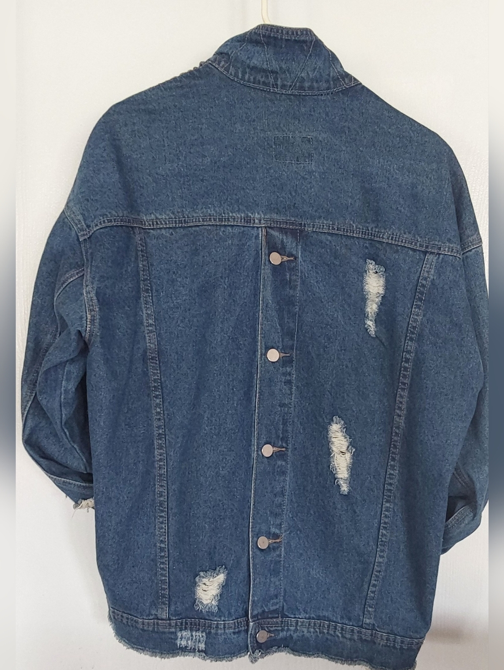 RARE SKM BACK BUTTON DISTRESSED BOYFRIEND DENIM JACKET 1X
